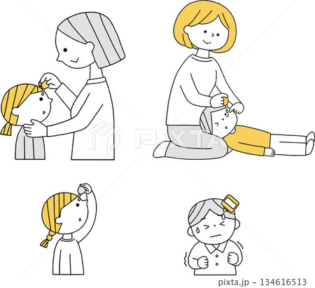 目薬を指す子供セット単色 134616513