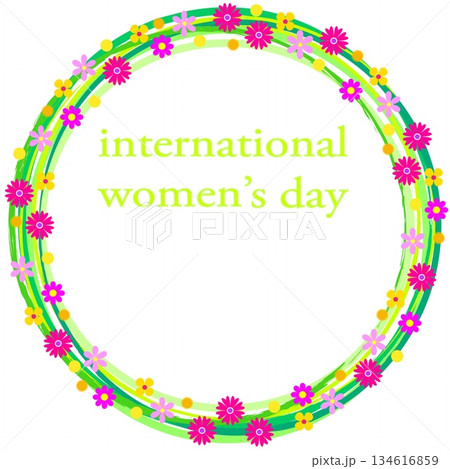 国際女性デー international women's day フレーム 白背景 花模様 国際女性デー international women's day フレーム 白背景 花模様 134616859