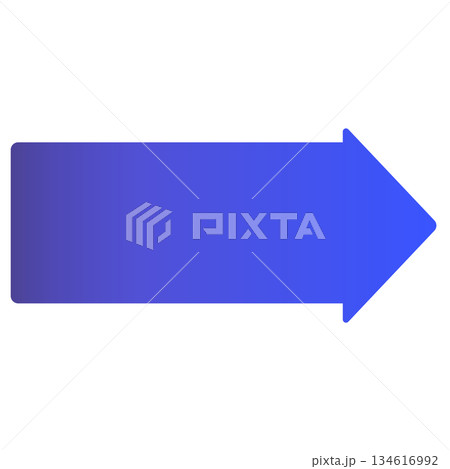 青いグラデーションのシンプルで太めな右向きの角丸の矢印 134616992