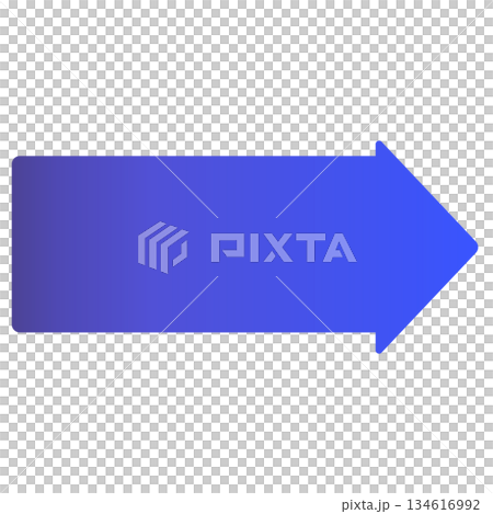 青いグラデーションのシンプルで太めな右向きの角丸の矢印 134616992