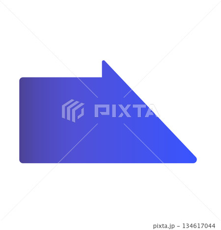 青グラデーションでシンプルな上半分の太い角丸の矢印 134617044