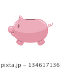 かわいい豚の貯金箱のイラスト 134617136
