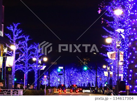 渋谷公園通りの青一色のイルミネーション 134617304
