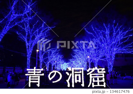 渋谷の青の洞窟の青一色のイルミネーション 渋谷の青の洞窟の青一色のイルミネーション 134617476