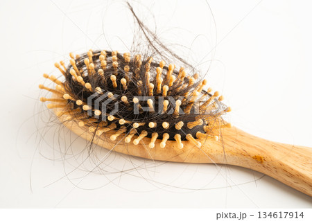 Hair loss fall with comb bush serious problem health, beauty and cosmetic. 134617914