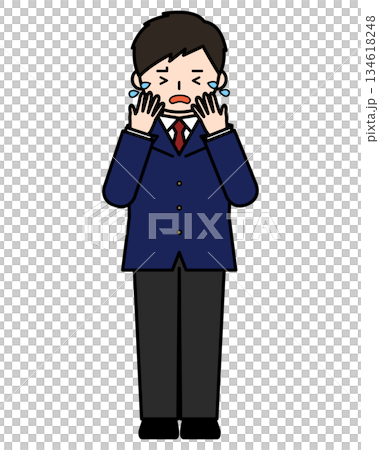 Boy crying and covering his face 134618248