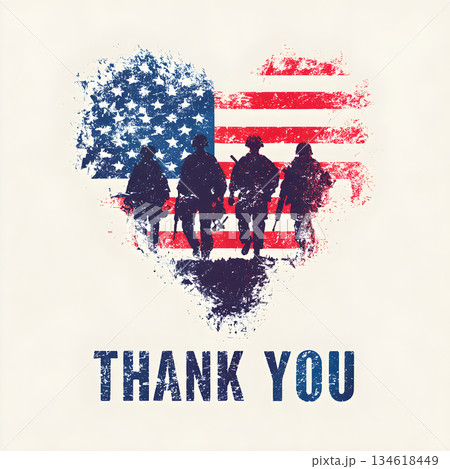Veterans day. Text Thank A You, Veterans on white background American flag. Thank you veterans design with american flag and soldier silhouettes. Veterans day. Text Thank A You, Veterans on white background American flag. Thank you veterans design with american flag and soldier silhouettes. 134618449