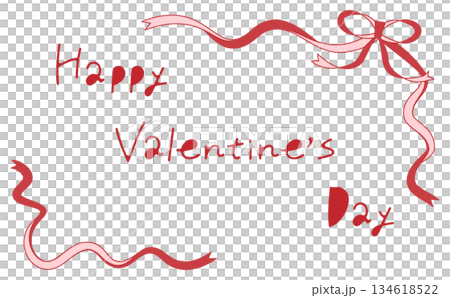Red ribbon Valentine's Day illustration frame material 134618522