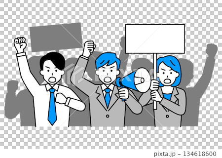 A group of young business people protesting 134618600