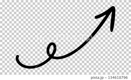 Hand-drawn swirling arrow upwards rising 134618796
