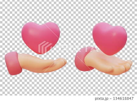 3D Claymorphism Hand Holding Pink Heart 3D Claymorphism Hand Holding Pink Heart 134618847