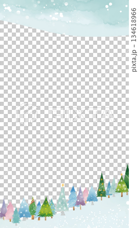 水彩風格可愛冬日風景豎屏相框（16:9） 134618966