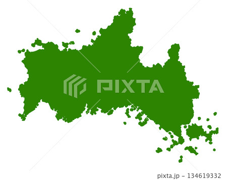 山口県の地図(グリーン) 山口県の地図(グリーン) 134619332