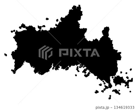 山口県の地図(シルエット) 山口県の地図(シルエット) 134619333