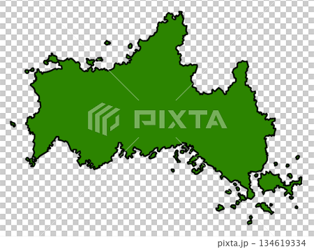山口縣地圖（綠色邊框） 134619334