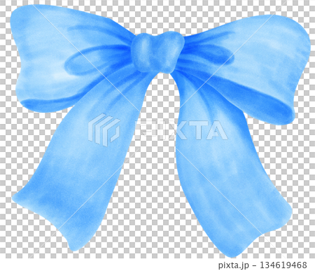 Watercolor Hand Draw of a Light Blue Ribbon Watercolor Hand Draw of a Light Blue Ribbon 134619468