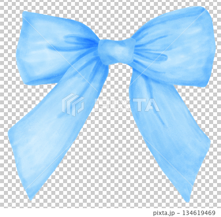 Watercolor Light Blue Ribbon Bow Hand Drawing Watercolor Light Blue Ribbon Bow Hand Drawing 134619469