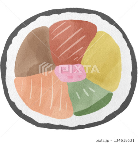 水彩風の恵方巻きイラスト 134619531