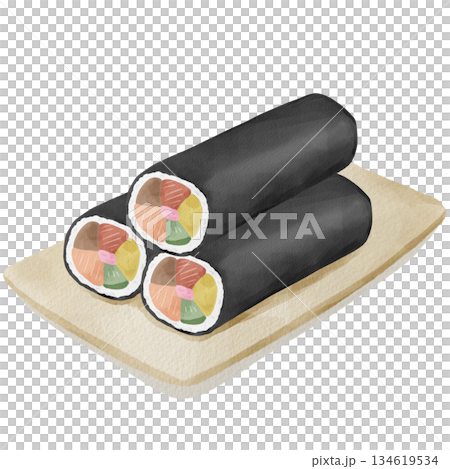 水彩風の恵方巻きイラスト 水彩風の恵方巻きイラスト 134619534
