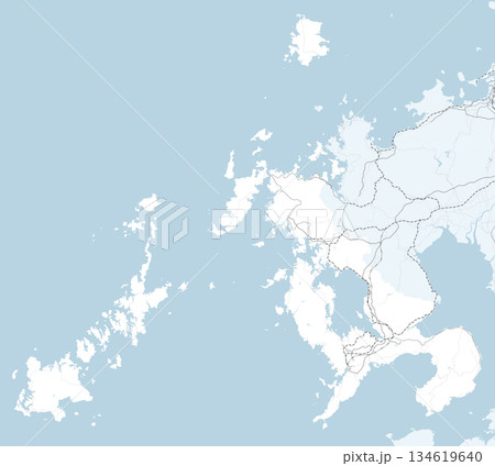 日本の長崎県と隣接する都道府県を含む、シンプルなロードマップ。対馬除く 134619640