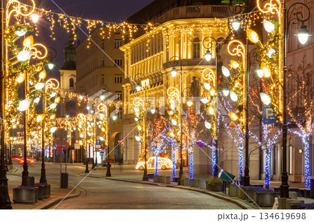 Christmas lights in Warsaw, Poland Christmas lights in Warsaw, Poland 134619698