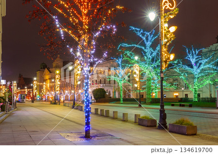 Christmas lights in Warsaw, Poland 134619700