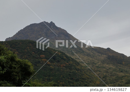 島原まゆやまロードから望む雲仙普賢岳平成新山の山頂 134619827