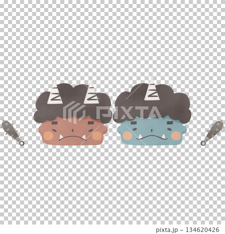 紅藍惡魔（節分）水彩插畫 134620426