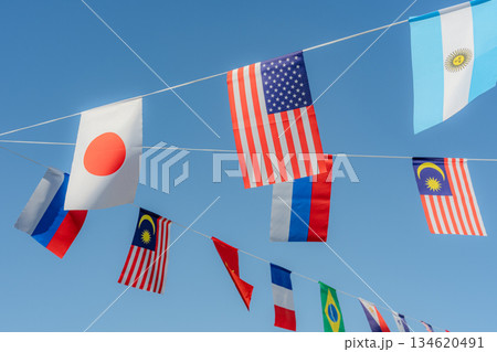 運動会の万国旗 134620491