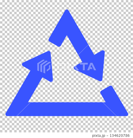 一個簡單的藍色圓角箭頭旋轉成三角形 一個簡單的藍色圓角箭頭旋轉成三角形 134620786