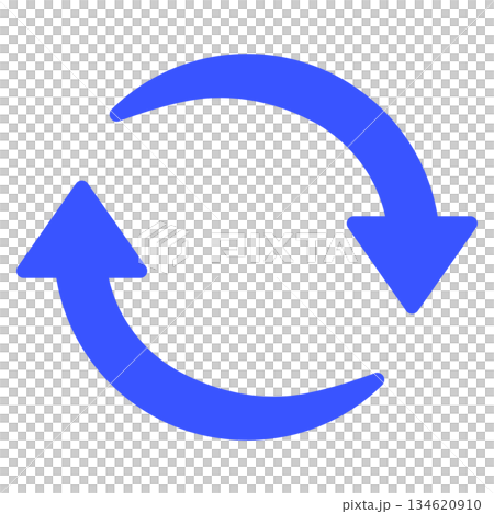 A simple blue rounded arrow rotating in a round circle A simple blue rounded arrow rotating in a round circle 134620910