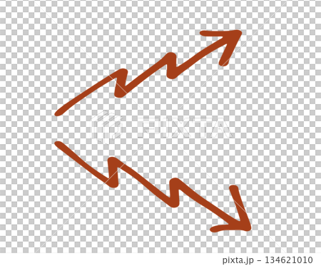 Hand-drawn jagged arrows up and down set 134621010