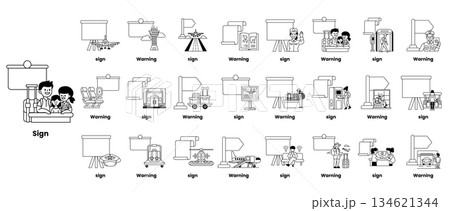 A sign with a picture of a boy and girl on it 134621344