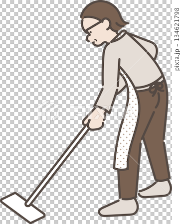 圖：一位四十多歲的婦女正在打掃地板 134621798