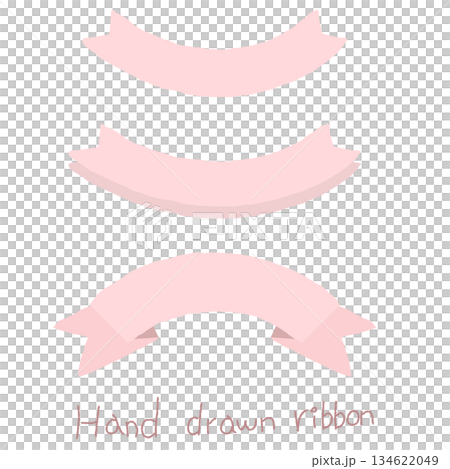 手描きの淡いピンク色のリボンセット 手描きの淡いピンク色のリボンセット 134622049