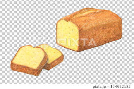 カトルカール シンプルバターケーキ 水彩色鉛筆イラスト カトルカール シンプルバターケーキ 水彩色鉛筆イラスト 134622183