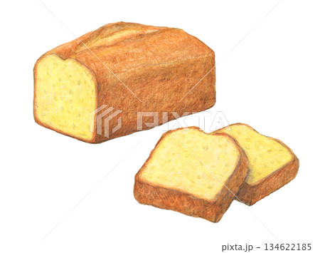カトルカール　シンプルバターケーキ　水彩色鉛筆イラスト 134622185