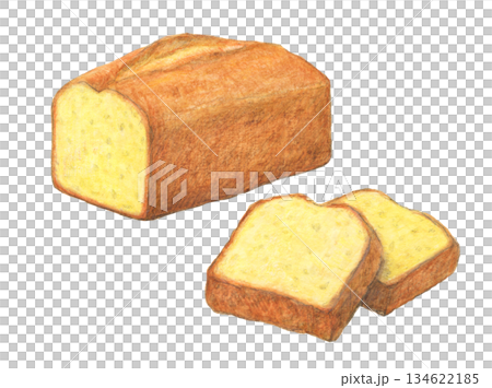 カトルカール　シンプルバターケーキ　水彩色鉛筆イラスト 134622185