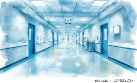 誰もいない病院の病棟廊下の風景イラスト 誰もいない病院の病棟廊下の風景イラスト 134622257