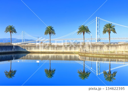 【兵庫県】晴天の明石海峡大橋（三井アウトレットパークマリンピア神戸） 134622395