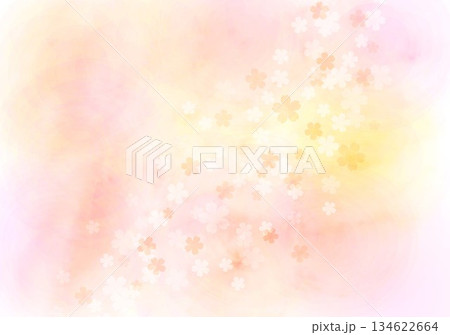 春色のグラデーションの背景に小花 134622664