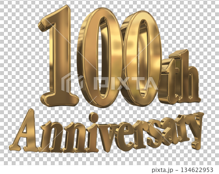 3DCG文字“100週年紀念/100週年紀念標誌閃耀” 134622953