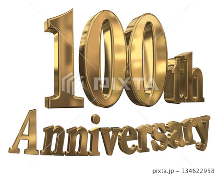 3DCG文字「100th Anniversary/100周年マークキラキラ」 134622958