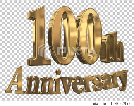 3DCG文字「100th Anniversary/100周年マークキラキラ」 134622958