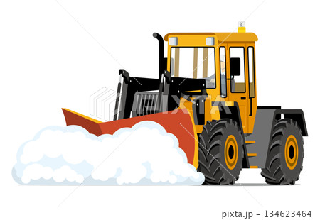 除雪作業をする除雪車_除雪ドーザー 134623464