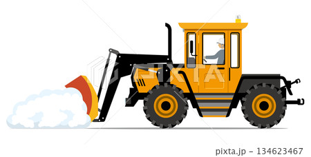 除雪作業をする除雪車_除雪ドーザー 134623467