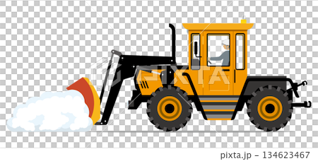 除雪作業をする除雪車_除雪ドーザー 134623467