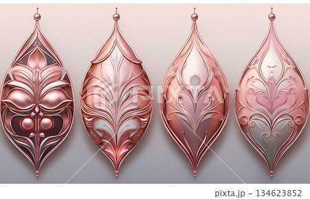 Elegant Rose Gold Teardrop Ornaments With Intricate Filigree For Holiday Decor Elegant Rose Gold Teardrop Ornaments With Intricate Filigree For Holiday Decor 134623852