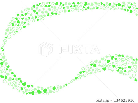 ハート柄の背景 緑系の3色 フチと単色 ハート 134623916