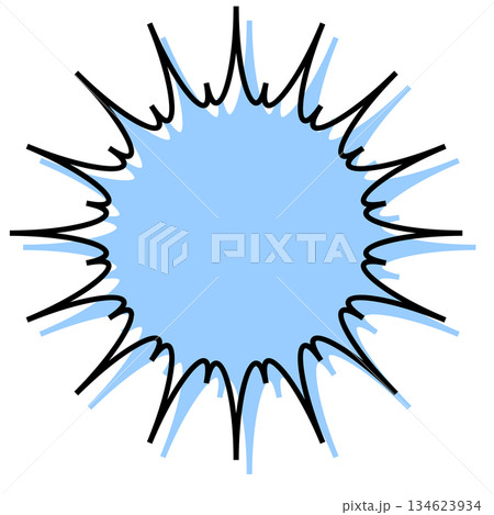 シンプルな線がずれた吹き出し　ギザギザした形 134623934